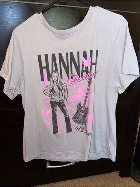 Disney Light Gray Short Sleeve Tee with Pink & Black Hannah Montana Graphic